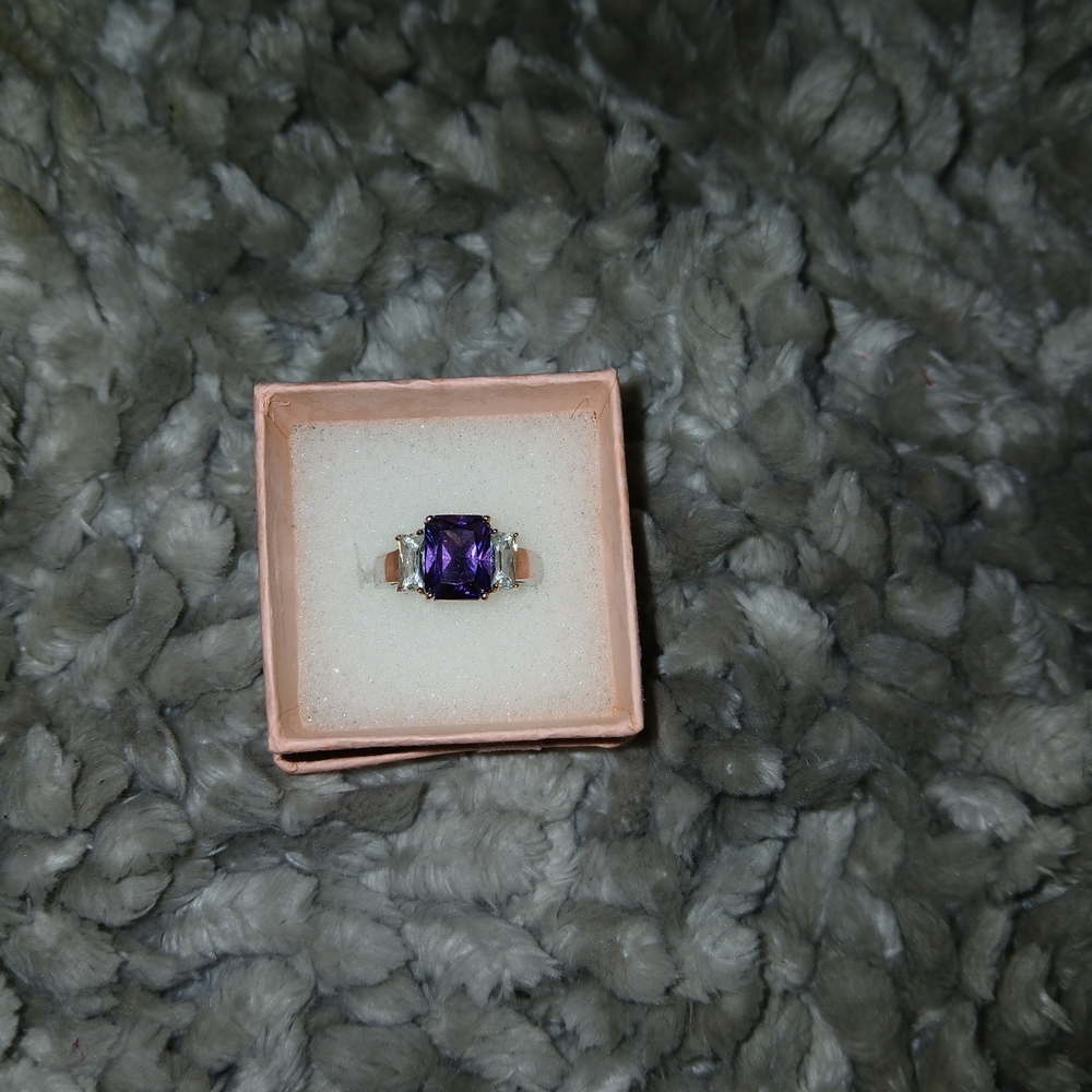Elegant Purple Gemstone 925 Silver Ring